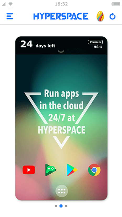 Tap to connect to your Hyperspace Cloud Android Phone and enjoy. | Hyperspace Android Virtualization Technology